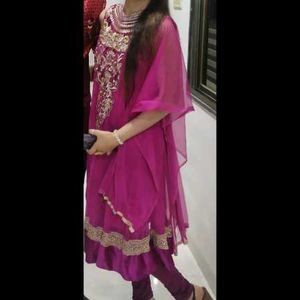 Pink Embroidered Indian Dress