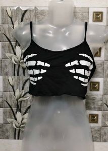 Skeleton Print Crop Top