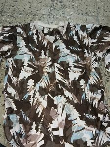 Patterned Brown V- neck Top