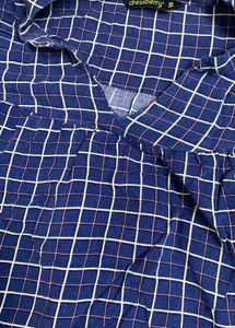 Blue Plaid Long Sleeve Top