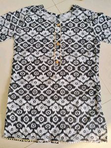 Printed Black & White Kurta