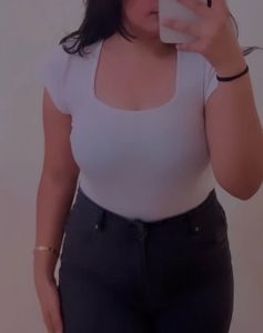 White Square Neck Top