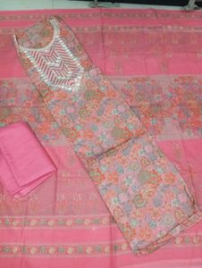 Floral Pink Unstitched Suit