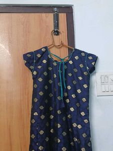 Navy &amp; Gold Anarkali Suit Set
