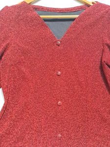 Sparkling Red Peplum Blouse