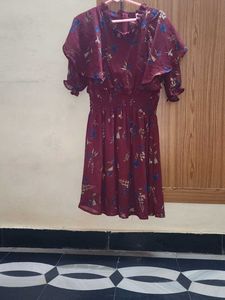 Floral Maroon Mini Dress