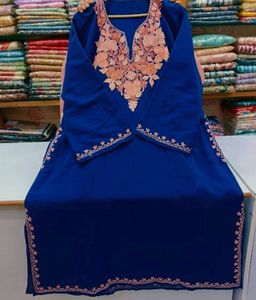 Embroidery Kashmiri Pheran- blue kurti