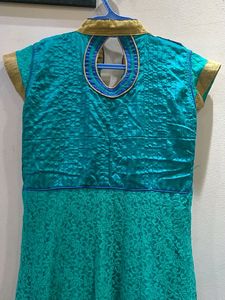 Sea Green Anarkali Dress (Soft Net &amp; Silk Fabric)