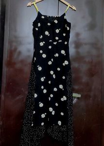 Black ⚫Floral Print Midi Dress For 34 Bust