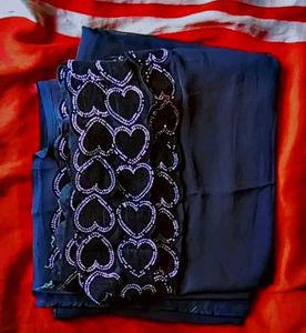 Elegant Navy Black Saree