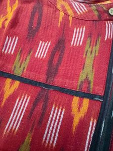 Stand Out in Style: Red Ikat Print kurta