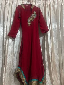 Beautiful chili red chiffon Kurta