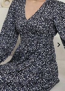 Spotted Print V-Neck Dress