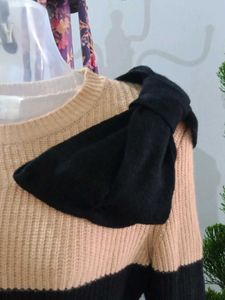 Striped Knit Dress w/ Bow