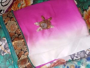 Pink & White Embroidered Saree Mashaallah Combo