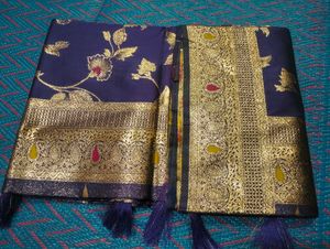 Elegant Blue Floral Saree