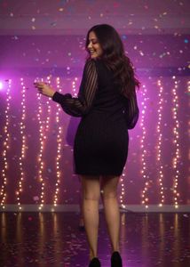 Elegant Black Sheer Sleeve Dress