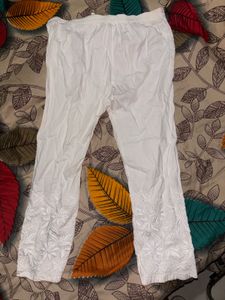 White Embroidered Leggings