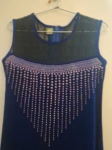 Navy Embellished Sleeveless Dress