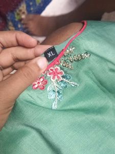 Green Embroidered Kurta