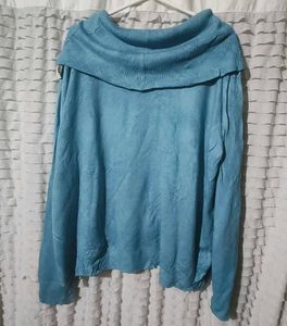 CHINA Blue Cowl Neck Pullover Sweater