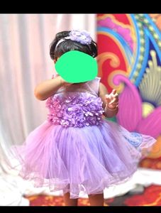 Baby Frock With Hair Band