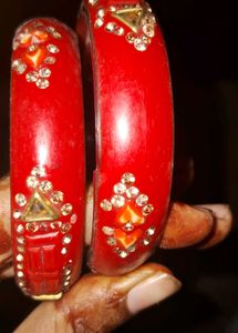Red & Gold Beaded Bangles