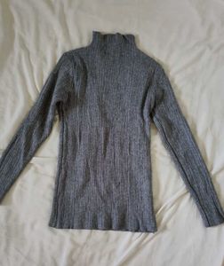 Gray Turtleneck Top