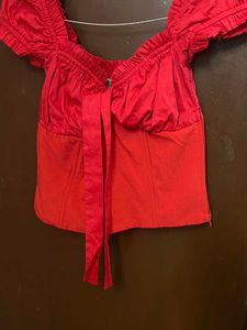 Red Off-Shoulder Corset Top
