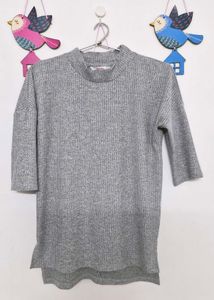 Grey Ribbed Knit Tunic