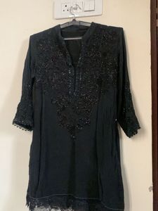 Black Embellished Short Kurta (Tunic)