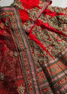 Red &amp; Gold Embroidered Lehenga