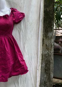 I. Pink Puff Sleeve Dress