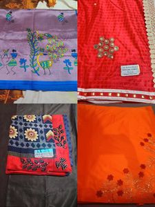 combo pack 4 elegant party wear saree