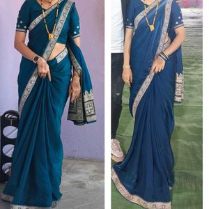 Elegant Teal Fancy Setin Saree