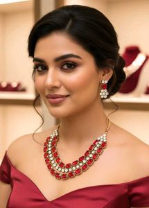 Red Stone Necklace Set