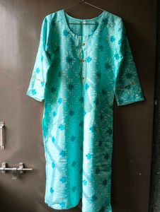 Aqua Floral Print Kurti