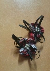 Handmade Plaid Flower Hair Clips