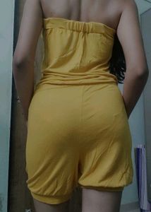 Mustard Color Sleeveless Jumpsuit