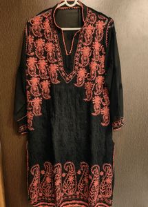 Black Womens Lucknowi Kurti
