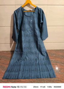 Elegant Blue Printed Kurtio Xl