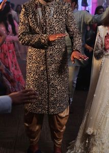 Manyavar Blue Velvet Sherwani