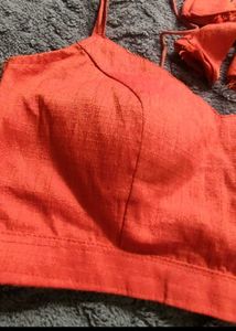 sale Orange Blouse with Tie