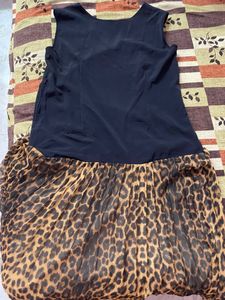 Black N Leopard Print Dress Available .. Size - L