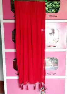 White &amp; Red Embroidered Kurti Set