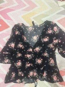 Floral Cinched Crop Top H&amp;M/ Newme