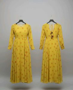 Yellow Floral Print Dress