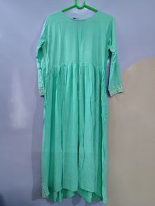 Beautiful Cotton Sea Green Embroidered Kurta