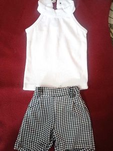 White Tank & Houndstooth Shorts Set