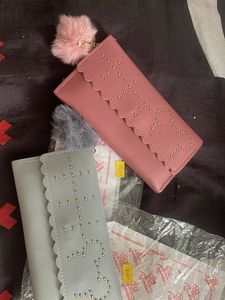 Cute Studded Heart Wallet with Keych